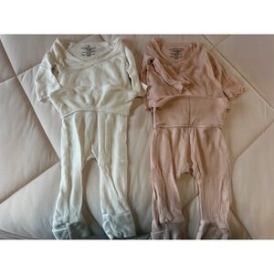 Caden Lane 2PC Infant Girl Waffle Knit Pink & White Crossover Set SZ Newborn